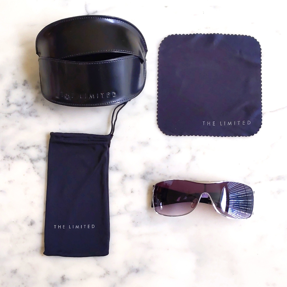 NWOT. The Limited Silver Metal Frame Purple Shade Sunglasses 4 PCs Set.